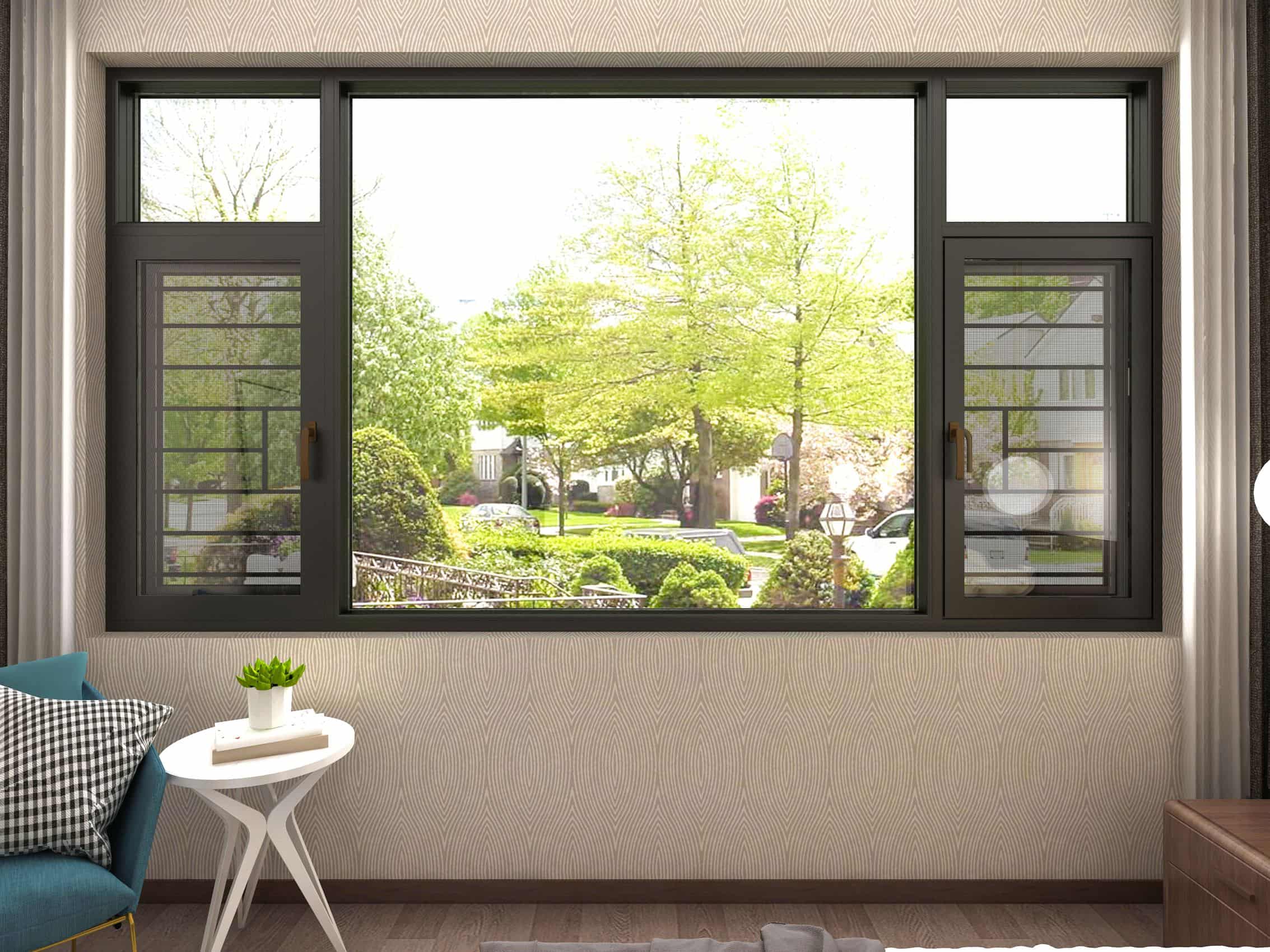 110INTEGRATEDCASEMENTWINDOWSYSTEMWITHSTAINLESSSTEELWIRE PROTECTIVESCREEN